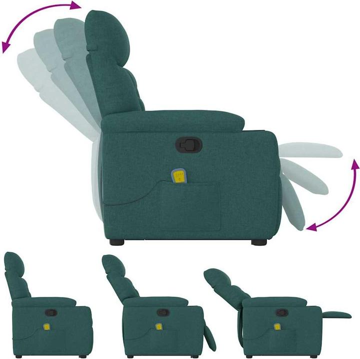 Immagine prodotto VidaXL Poltrona massaggiante con ausilio stand-up in tessuto verde scuro