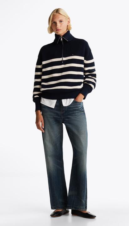 Immagine prodotto Tommy Hilfiger Cardigan Dames Trui Gebreid Katoen - Blauw/Wit - Maat L (L)