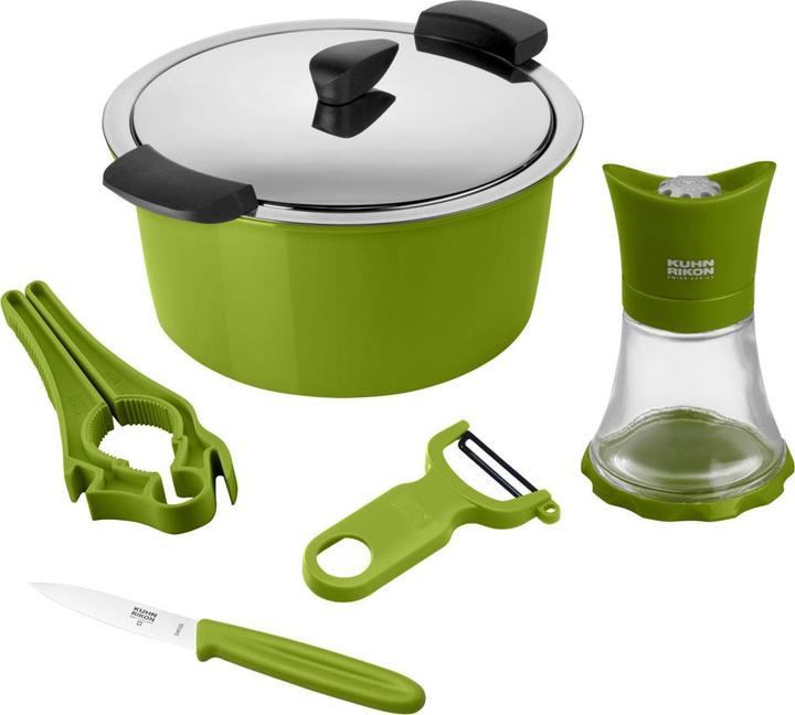 Produktbild Kuhn Rikon HOTPAN® Starterset grün 2.0 L · Ø 18 cm (18 cm, Pfannenset + Topfset, Edelstahl)