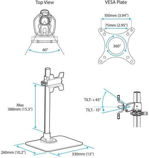 Produktbild StarTech Monitor Stand W/ Cable Hook (Tisch, 30")
