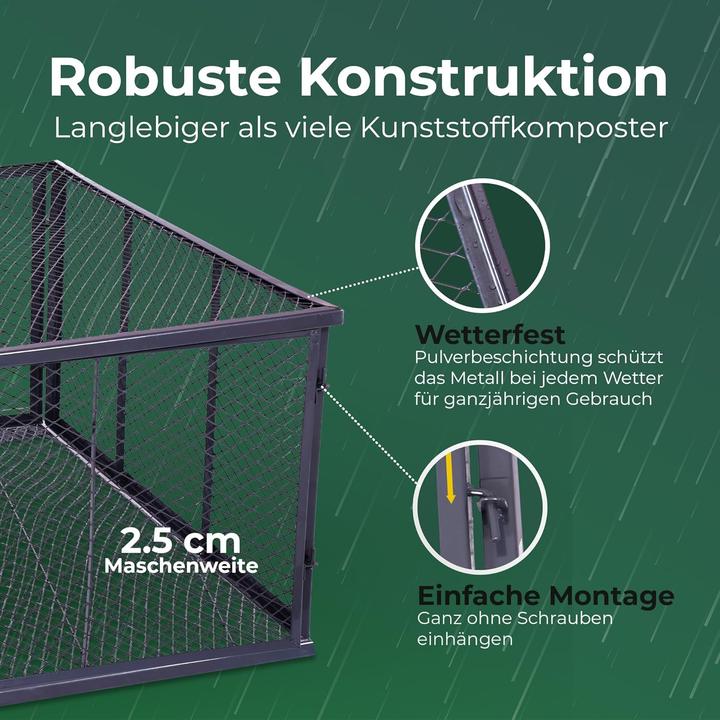 Produktbild Novatool Garten-Komposter Deckel und Boden, Komposter mit erweiterbarem Stecksytem, pulverbeschichte (1000 l)