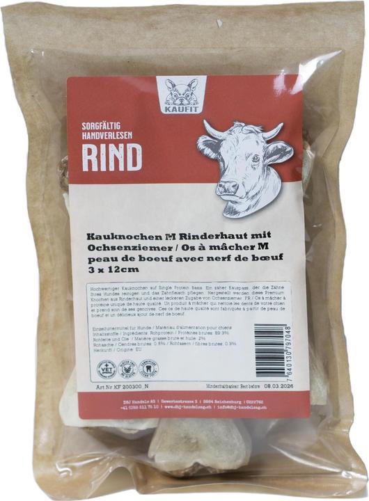 Kaufit Kauknochen Rind mit Ochsenziemer, 12 cm, 210 g, 3 Stück (Adult, 3 Stk., 210 g)