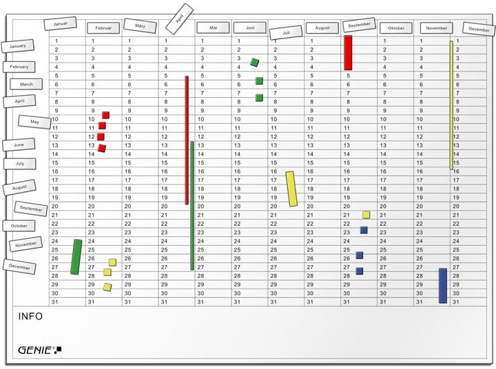 Voedingswaarden en ingrediënten Genie Jaarplanner-Schrijfbaar Magnetisch Bord (77 x 56 cm)