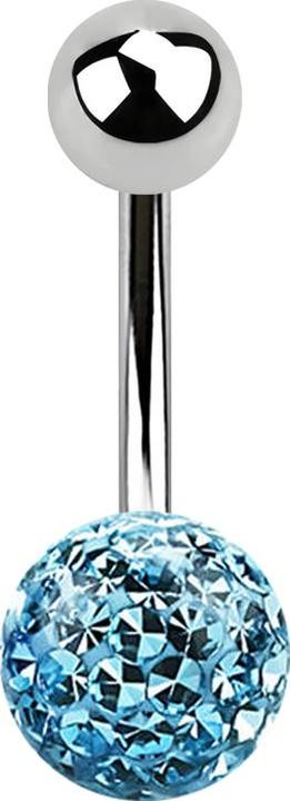 Star Piercing Banane silber mit Kugel und Kristall Kugel aqua Epoxy Schutzschicht (ohne Messing, Chirurgenstahl 316L)