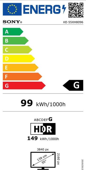 Energie-Label Sony KE-55XH8096 (55", LCD, 4K, 2020)