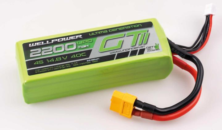 Produktbild Wellpower LIPO AKKU ULTIMA GT II 2200 mAh / 14,8 Volt 4S 40/80C CH5/8 XT-60 (14.80 V, 2200 mAh)
