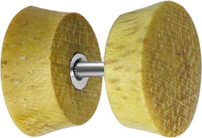 Star Piercing Fake Plug aus Jackfruit Holz (ohne Messing, Organisch)
