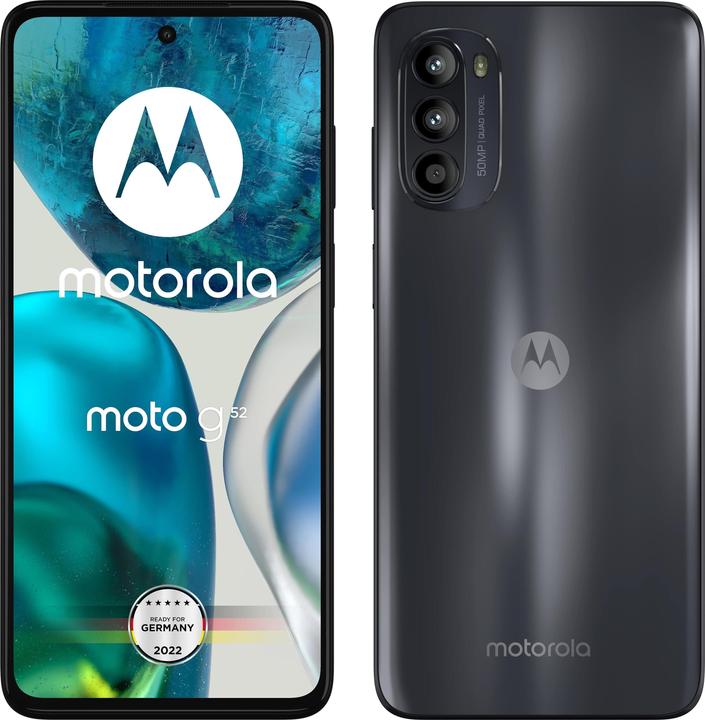 Motorola Moto G52 (128 GB, Charcoal Grey, 6.60", Doppia SIM Ibrida, 50 Mpx, 4G)