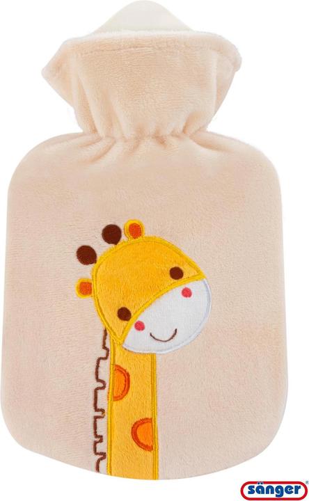 Sänger Wärmflasche aus Naturkautschuk mit Velourbezug Giraffe (0.80 l)