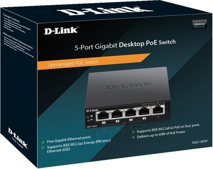 Actual product image D-Link DES-1005P/E (5 Ports)