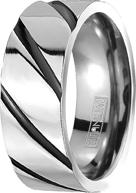 Star Piercing Ring silber gestreift schwarz