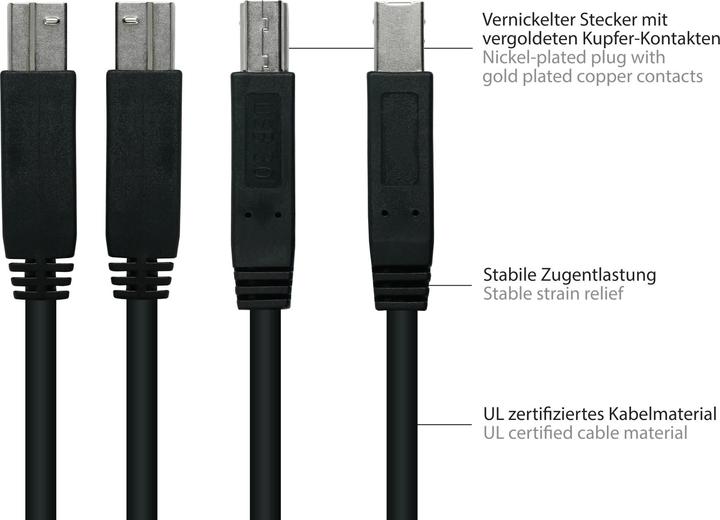 Produktbild Good Connections Kabelmeister USB 3.0 an USB-B CU 5m schwarz (5 m, USB 3.2 Gen 1)