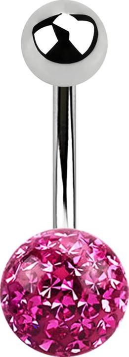 Star Piercing Banane silber mit Kugel und Kristall Kugel pink Epoxy Schutzschicht (ohne Messing, Chirurgenstahl 316L)