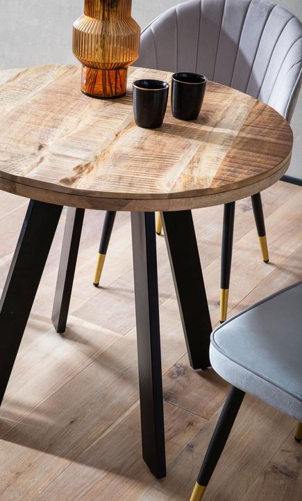 Produktbild FineBuy Esszimmertisch Esstisch 80 cm Mango Holz Massiv Küchentisch Rund Modern (80 x 80 x 75 cm)