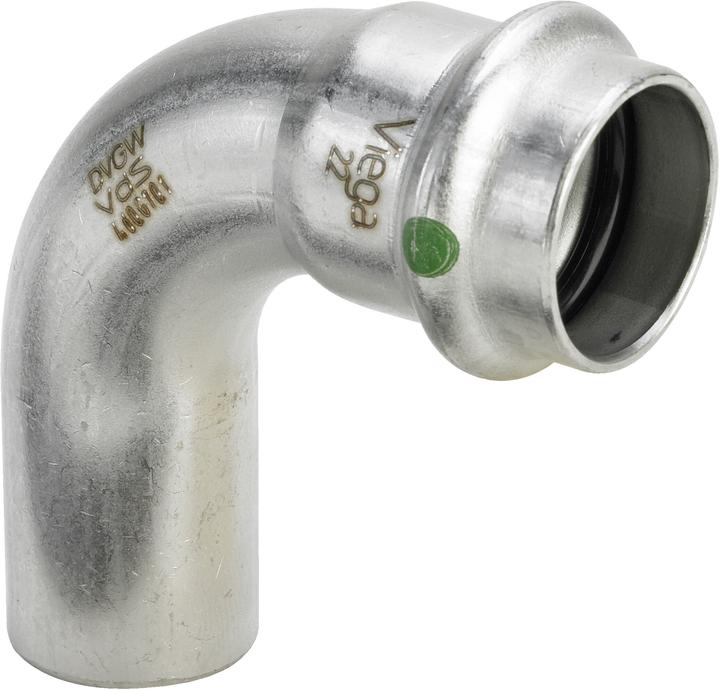 Actual product image Viega Sanpress Inox bend 90° 18 stainless steel/shiny, 435714 (Press connection)