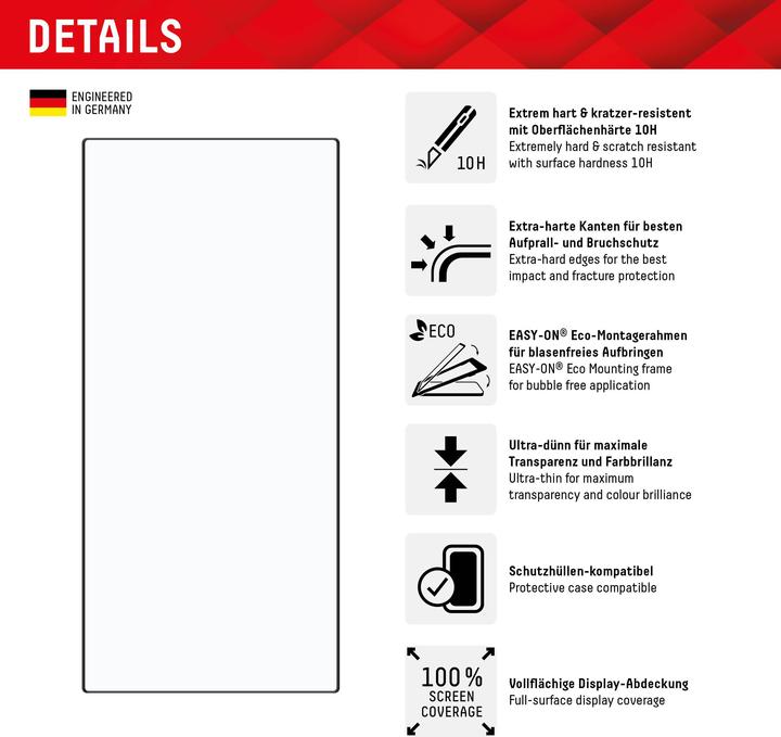 Actual product image Displex Real Glass, Full Cover Panzerglas (1 Piece, Samsung Galaxy S24 Ultra)