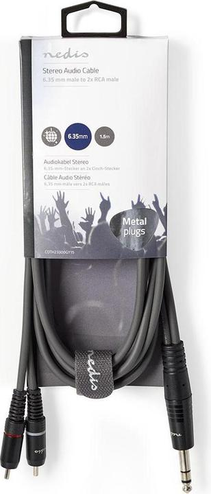 Actual product image Nedis Audio Cable Stereo 6.35 mm Male - 2X RCA Male (1.50 m, Cinch)