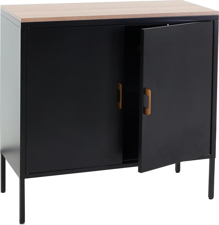Mendler Kommode HWC-L84, 2 Türen Metall 90x90x40cm, Melamin beschichtet - schwarz (90 x 90 x 40 cm)