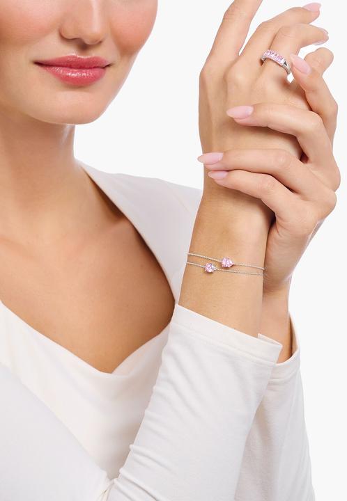 Immagine prodotto Thomas Sabo Bracciale con ciondolo di zirconi rosa in argento (19 cm, Argento 925)