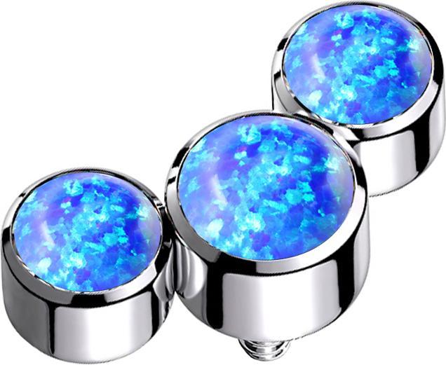 Immagine prodotto Star Piercing Dermal Anchor argento tre opali blu (Acciaio chirurgico 316L, senza ottone)