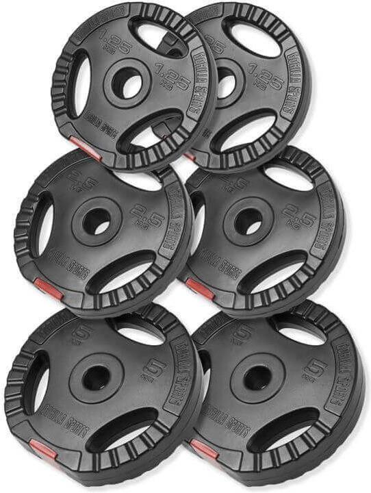 Image du produit Gorilla Sports Jeu de plaques de poids (2 x 5 kg, 2 x 2,5 kg, 2 x 1,25 kg)