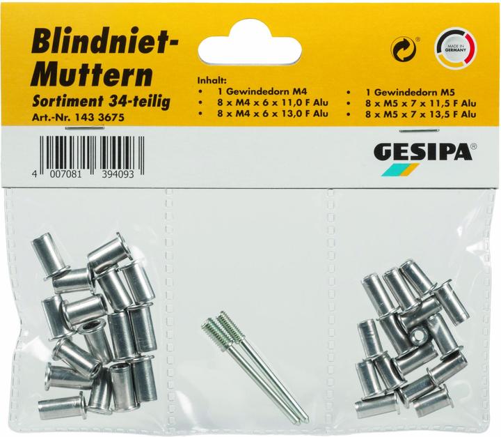 Gesipa Blindnietmuttern M4/M5,34tlg