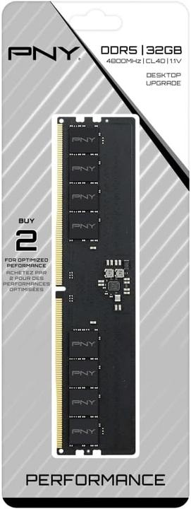 Image du produit PNY Mémoire RAM 32Go DDR5 4800MHz CL40 bulk (4800 MHz, RAM DDR5)