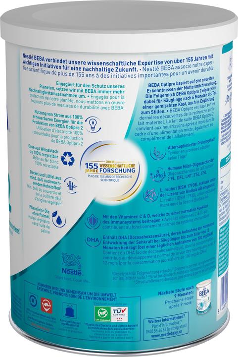 Nährwerte und Zutaten Beba Optipro 2 (2400 g, ab 6 Monaten)