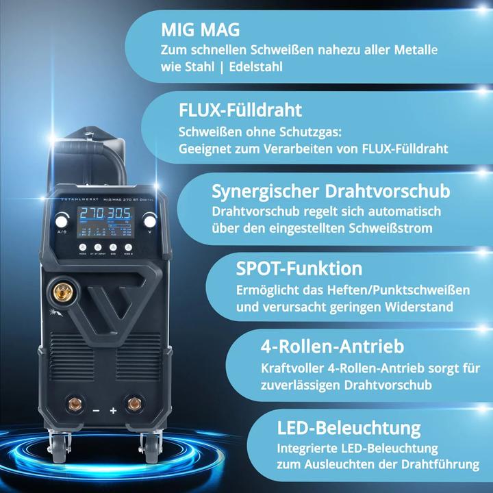 Produktbild Stahlwerk Schweissgerät MIG MAG 270 Digital IGBT Vollausstattung 4-in-1 mit 270 A