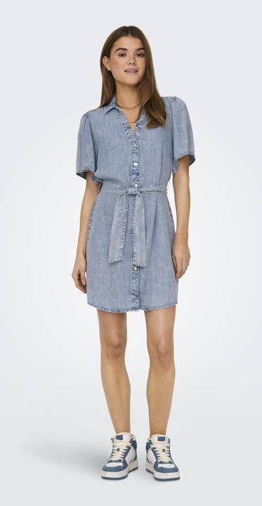 Actual product image Only Normal geschnitten Hemdkragen Kastige Ärmel Kurzes Kleid Jeanskleid (XL)