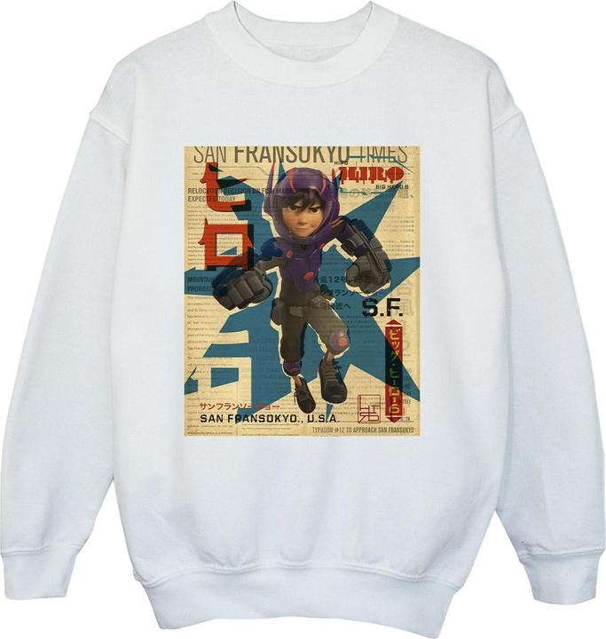 Disney Big Hero 6 Baymax Hiro Newspaper Sweatshirt Jungen (152, 158)