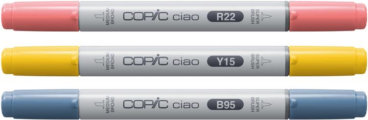 Actual product image Copic CIAO - Brand (Y-15 Cadmium Yellow, R-22 Light Prawn, B-95 Light Grayish, 6 mm, 3 x)