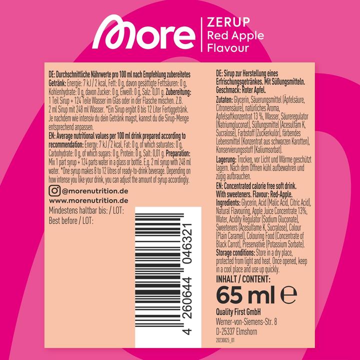 Nährwerte und Zutaten More Nutrition Zerup (1 x 65 cl)