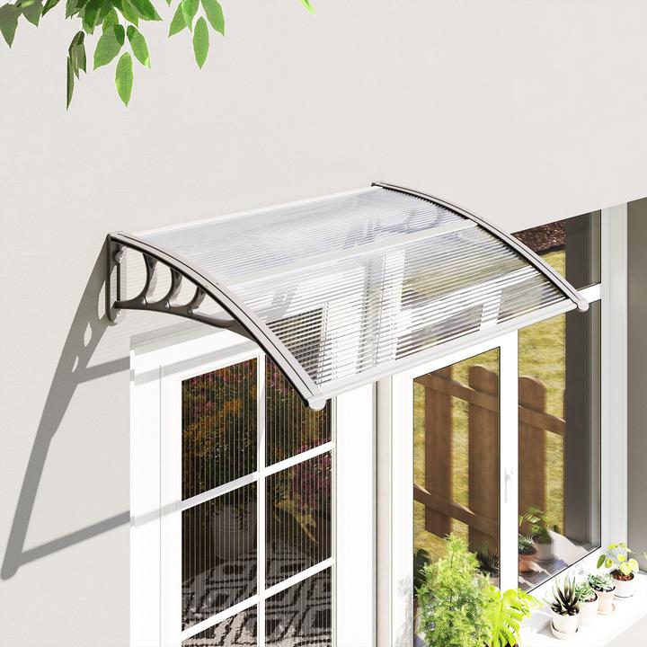 Produktbild Outsunny Vordach für Haustür Polycarbonat Silber
