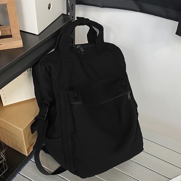 Only-Bags.Store Grosse lässige Leinwand Rucksack, solide Farbe Rahmen Tasche mit mehreren Fächern, perfekt für