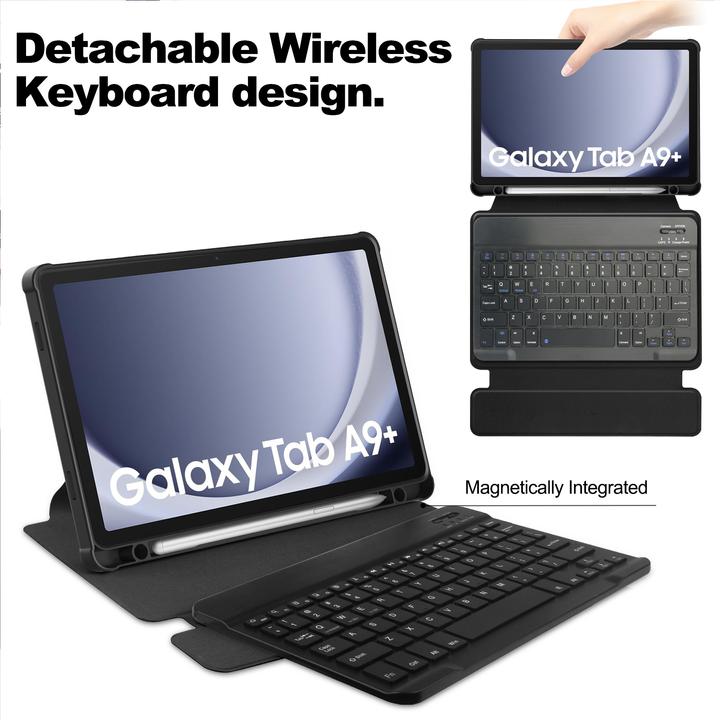 Produktbild Lobwerk 2in1 Set Bluetooth Tastatur in Schwarz + Hülle für Samsung Tab A9+ Plus 2023 X210 X215 11 Zoll Case (X)