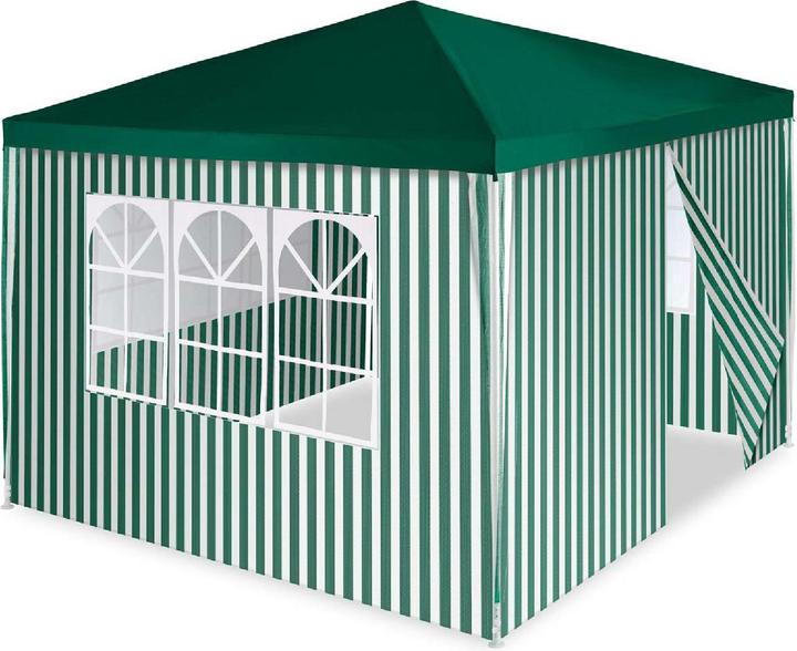 VCM Pavillon Partyzelt 3x3m grün weiss wasserdicht 4 Seitenteile Gartenzelt Eventzelt (300 cm, 300 cm)