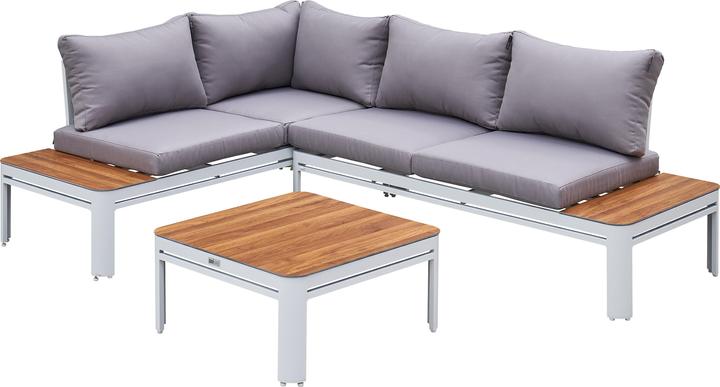 Axi Eos Lounge Set avec chaise longue - Blanc et aspect bois PSPC