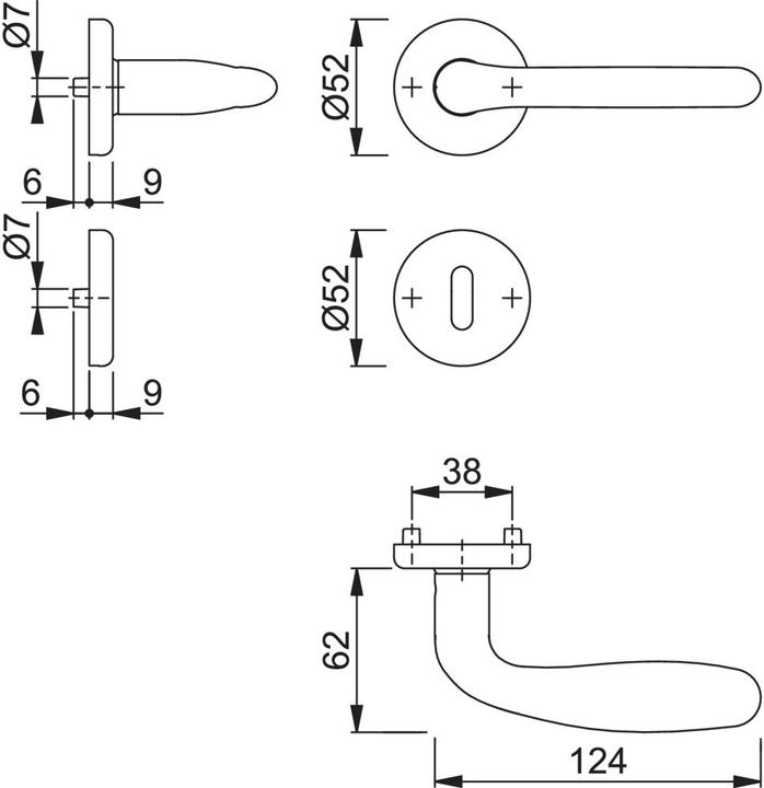 Produktbild Hoppe Rosettengarnitur Cardiff E1850Z/17KV/17KVS Edelstahl F69 rund OB DIN links / rechts D/D (Türgriff)