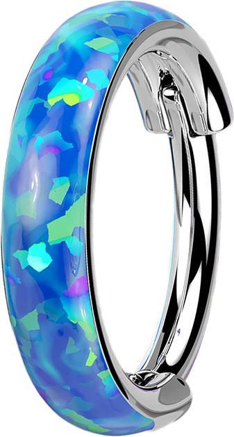 Image du produit Star Piercing Micro anneau segment pliable argent latéral opale bande large bleu (sans laiton, Titane G23)