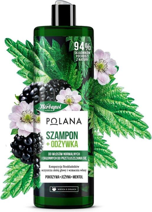 Produktbild Herbapol Polana Shampoo & Spülung 2in1 - Brombeere & Brennnessel (400 ml, Flüssiges Shampoo)
