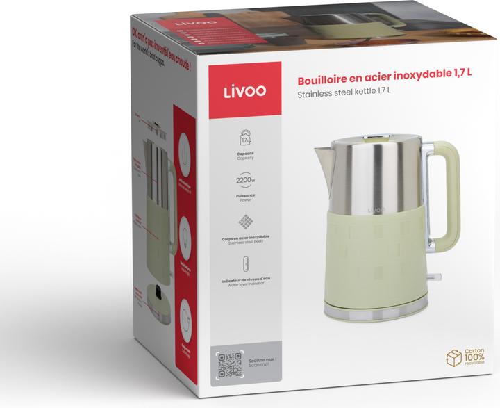 Image du produit Livoo Wasserkocher aus Edelstahl 1,7 L (1.70 l, Prise UE)