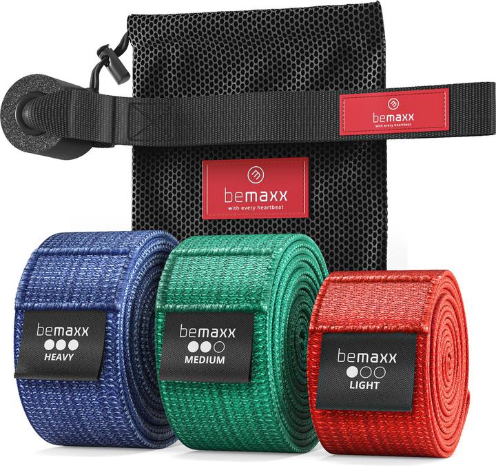 BeMaxx Sports Pull-Up Band Textile, Set of 3 (Strong, Medium, Easy)