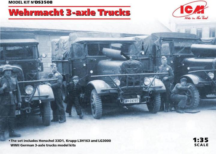 Produktbild ICM Wehrmacht 3-axle Trucks (Henschel 33D1, Krupp L3H163, LG3000)