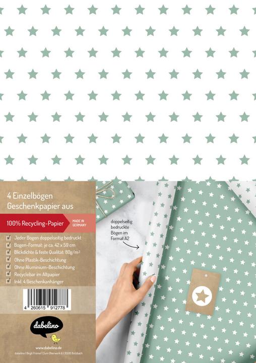 Produktbild Dabelino Geschenkpapier-Set für Sterne (mint-grü (Geschenkpapier, 4 x)