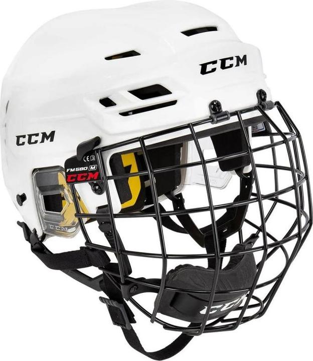 CCM Tacks 210 SR Hockeyhelm mit Käfig (Weiss, M) (M)