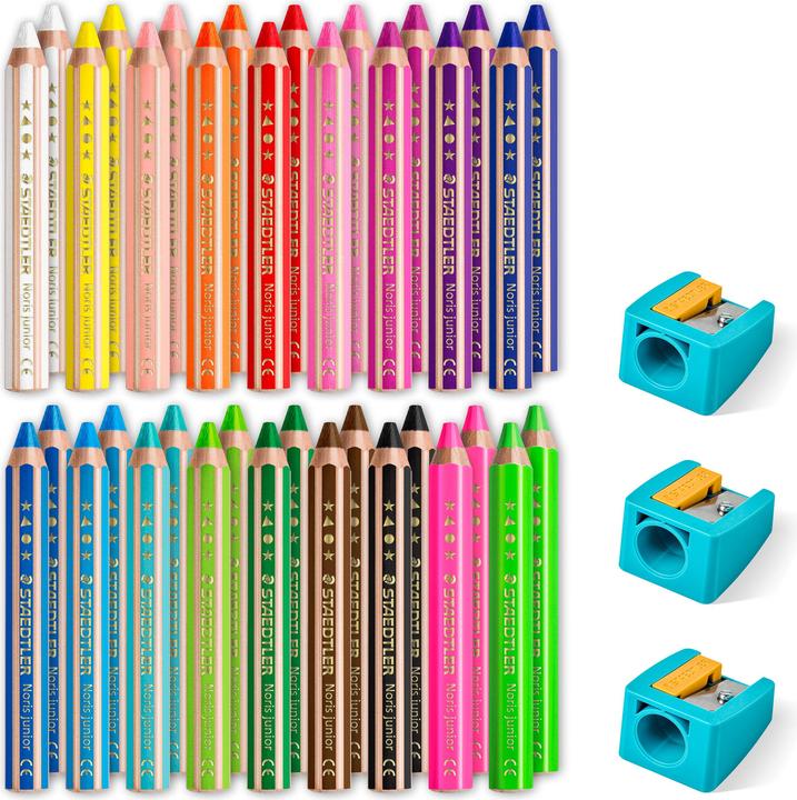 Produktbild Staedtler Noris junior 140 Kindermalstift, Kartonetui mit 36 Farben + 3 ST Spitzer (36 Stück, 36 x)