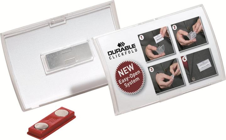 Durable Click Fold name tag with magnet