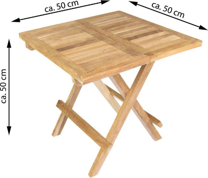 Produktbild VCM Balkontisch Gartentisch Teakholz Beistelltisch klappbar natur 50 x 50 cm (50 cm)