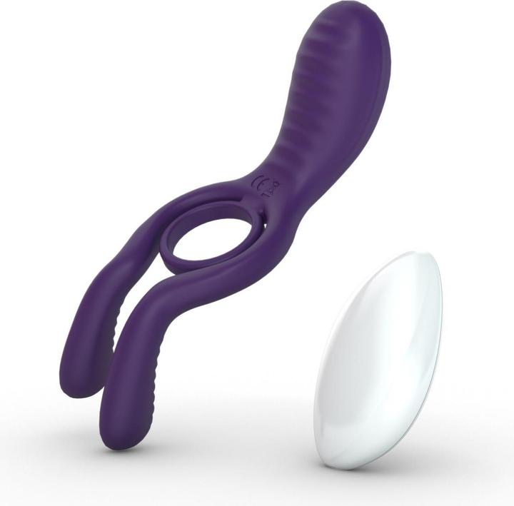 Actual product image Tracy's Dog Remote Control Vibrating Penis Ring - Purple (3.40 cm)